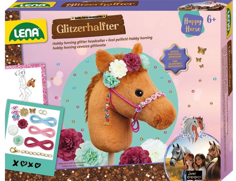 Set briglia glitterata per hobby equestre di Lena con perline e fiori.