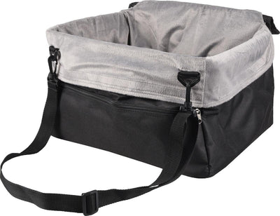 Flamingo autostoel hond – autostoel ula zwart – 41x36x25cm – pluche reisstoel met verstevigd frame – veilig comfortabel voor kleine honden