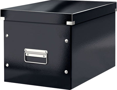 Caja de almacenamiento grande Leitz wow click store cube - 80% cartón reciclado - 32x36 cm (ancho x fondo) - negro