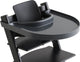 Playtray - tafelblad voor stokke tripp trapp - eetblad - met riempje - antraciet
