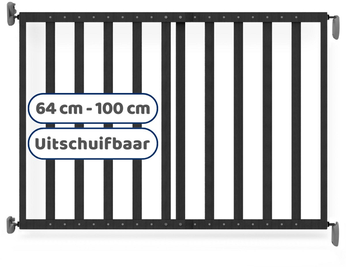 Cancello per scale estensibile in legno Noma nero | cancello di sicurezza | cancello a vite | cancello per cani | cancello per bambini
