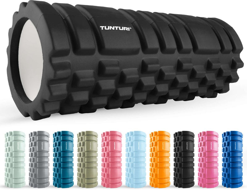 Rodillo de espuma Tunturi yoga grid - rodillo de masaje - rodillo de espuma - rodillo de fitness - negro - 33 cm - incl. aplicación de fitness gratuita