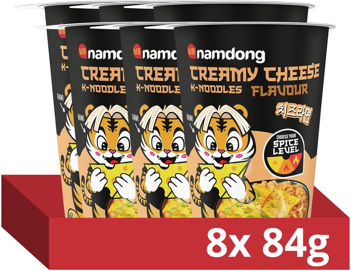 Noodles istantanei Namdong - formaggio cremoso - noodles al sapore di formaggio cremoso in stile coreano - 8 x 84 g