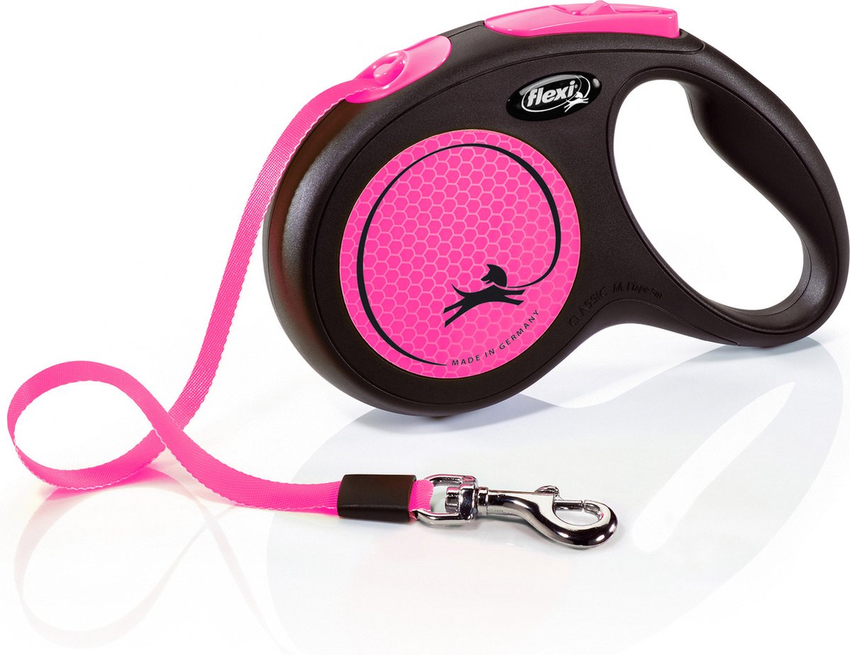 Flexi Rollijn Nuovo nastro neon Nero Pink