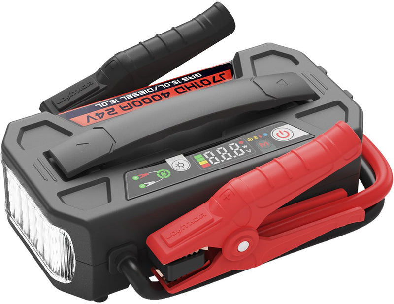 Arrancador de batería Lokithor J701HD - 24V - 4000A - banco de energía - linterna LED - carcasa robusta - impermeable IP65 - tecnología connect max - serie resistente
