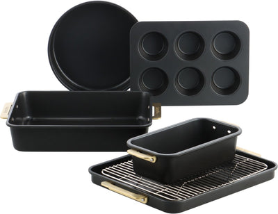 Greenpan Padova reserve bakeware 6-piece - pfas-free non-stick coating - ceramic baking tin - oven safe up to 230°c - black