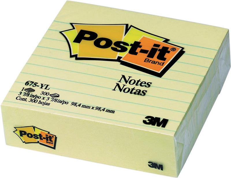 Notas Post-it ®, amarillo canario™, rayadas, 1 bloque, 100 x 100 mm