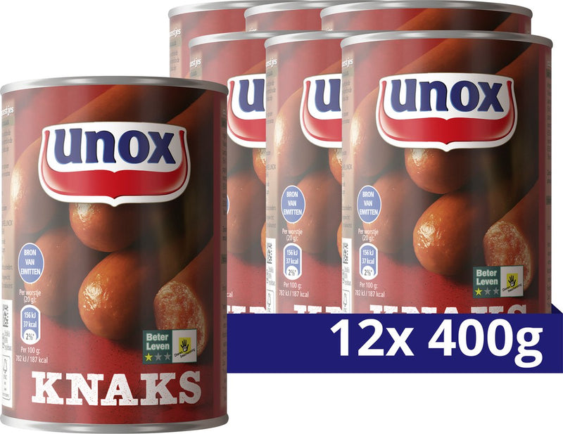 Salsiccia di würstel Unox - knaks - 12 x 400 g - confezione risparmio