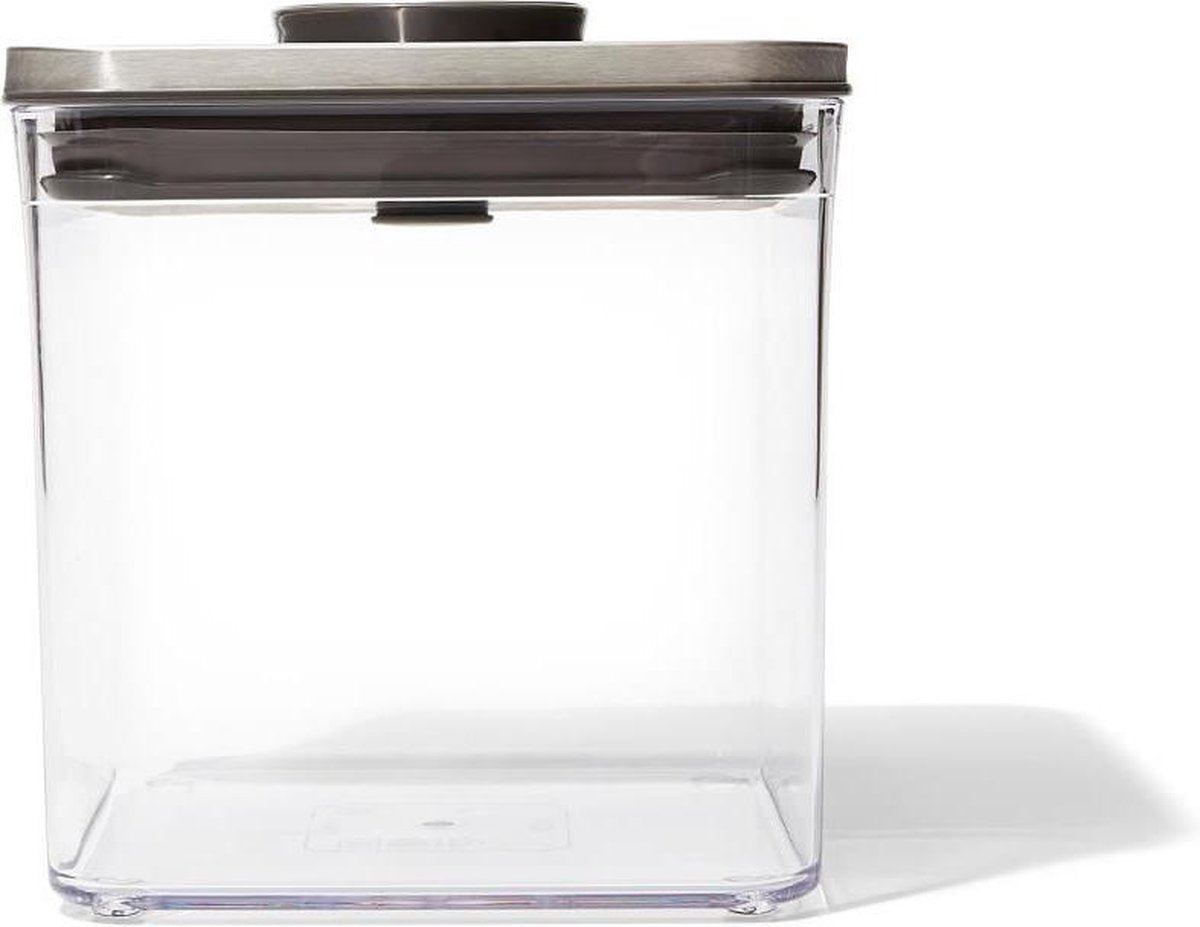 Oxo - pop steel voorraadbus - groot - laag - 2,6 liter