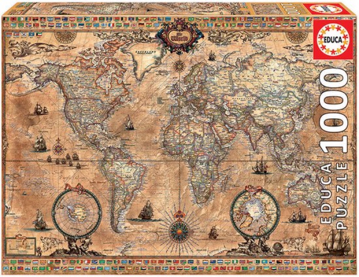 Educa - antieke wereldkaart - 1000 stukjes - legpuzzel