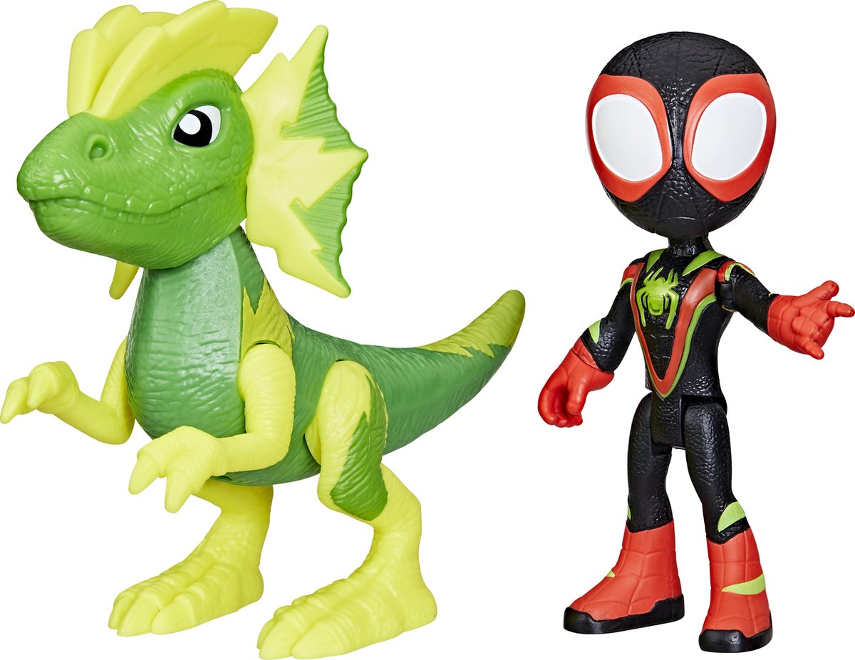 Spider-man Marvel Spidey e i suoi fantastici amici - Dino-Webs Miles Morales ed Electrosaurus - action figure - 10 cm