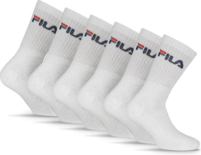 Fila - crew sports socks - 6 pack - size 39 42 - white