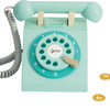 Clásico mundial mundial de madera retro teléfono retro turquesa