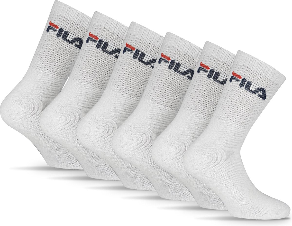 Fila - crew sportsokken - 6 pack - maat 39 42 - wit