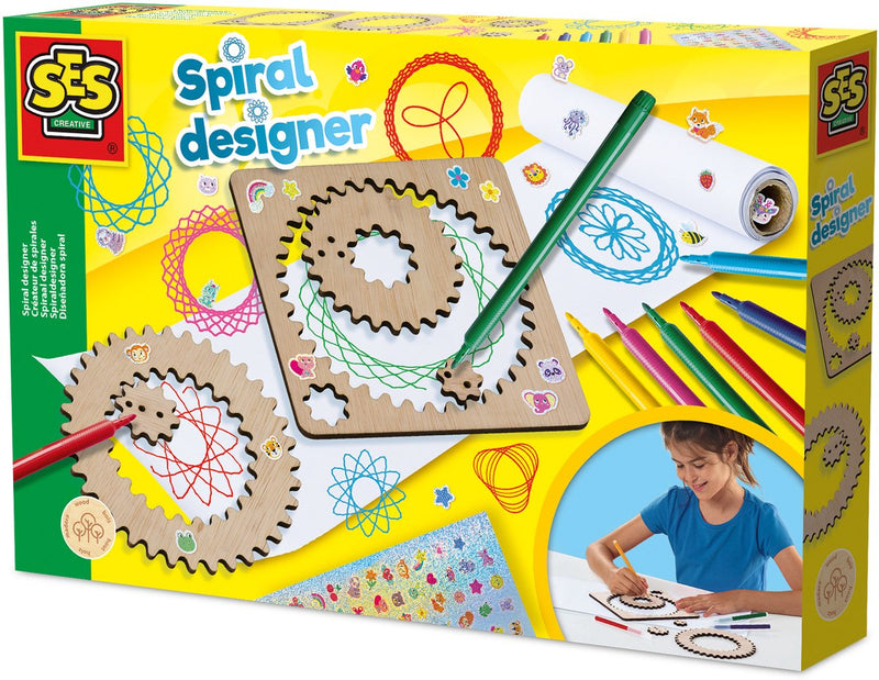Ses creative designer di spirali in legno - set da disegno creativo per bambini dai 5 anni in su - crea oltre 40 spirali uniche con ruote in legno - perfette per i giovani artisti