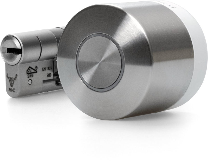 Nuki smart lock ultra - cerradura de puerta inteligente con WiFi - desbloqueo automático, modo nocturno lock 'n' go - funciona con Google, Alexa Apple - incl. Cilindro Skg - tamaño del cilindro 30 30 mm