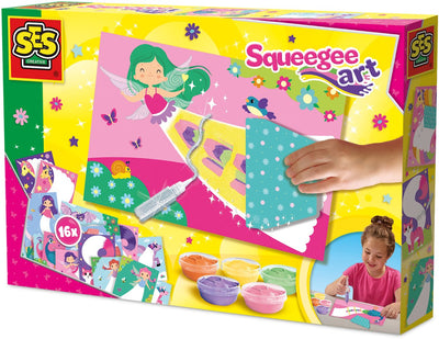 Ses creative squeegee art - manualidades - vegano sin gluten - fácil de lavar - para niñas a partir de 5 años - 16 tarjetas
