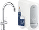 Rubinetto cucina Grohe blue home duo - con Bluetooth e WiFi - starter kit - bocca a c - cromato - per acqua purificata, refrigerata e frizzante