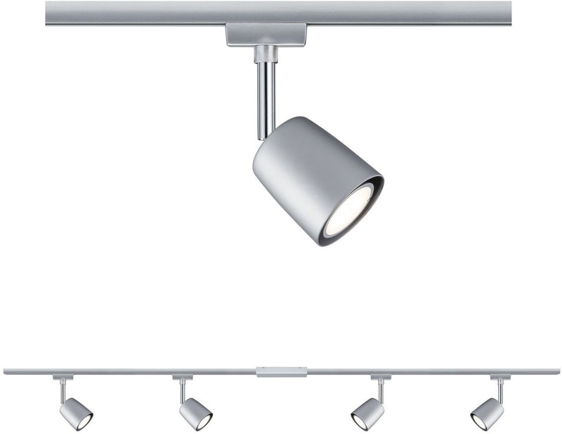Paulmann urail railspot cover startersset gu10 max. 4x10w dimbaar 230v chroom mat, chroom