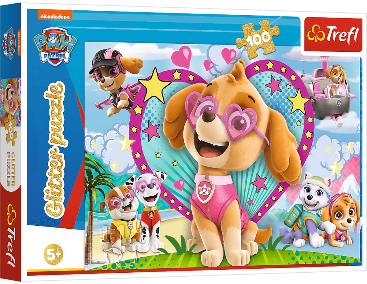 Puzzle Trefl glitter paw Patrol 100 pezzi