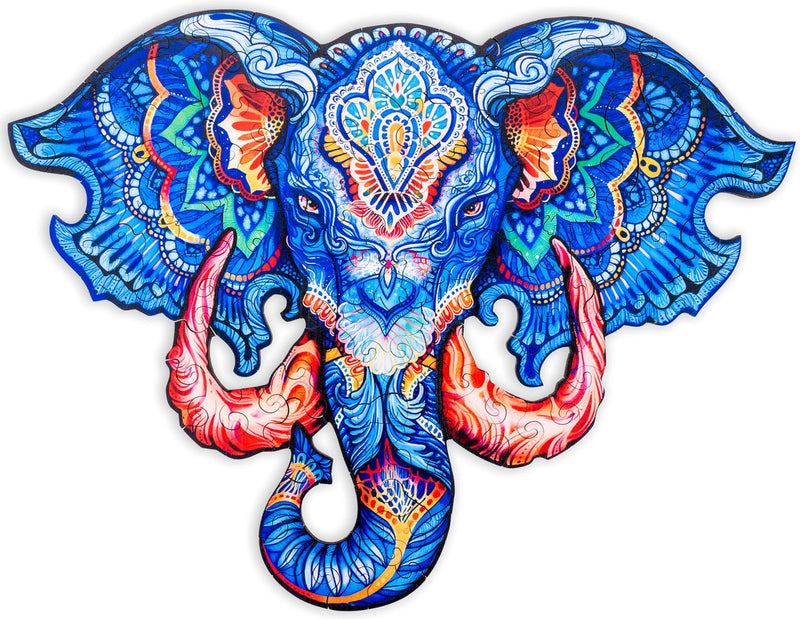 Engelhart puzzle in legno testa di elefante - 83 pezzi unici del puzzle - puzzle in legno formato A4 - gioco di puzzle con animali - gioco di pensiero educativo - inclusa custodia -