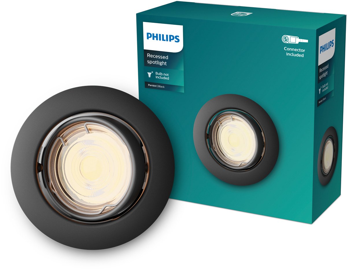Philips led philips peridot inbouwspot - gu10 fitting - zwart - rond - richtbare spot