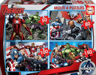 Educa - Marvel Avengers puzzle multi 4 50-80-100-150 pezzi