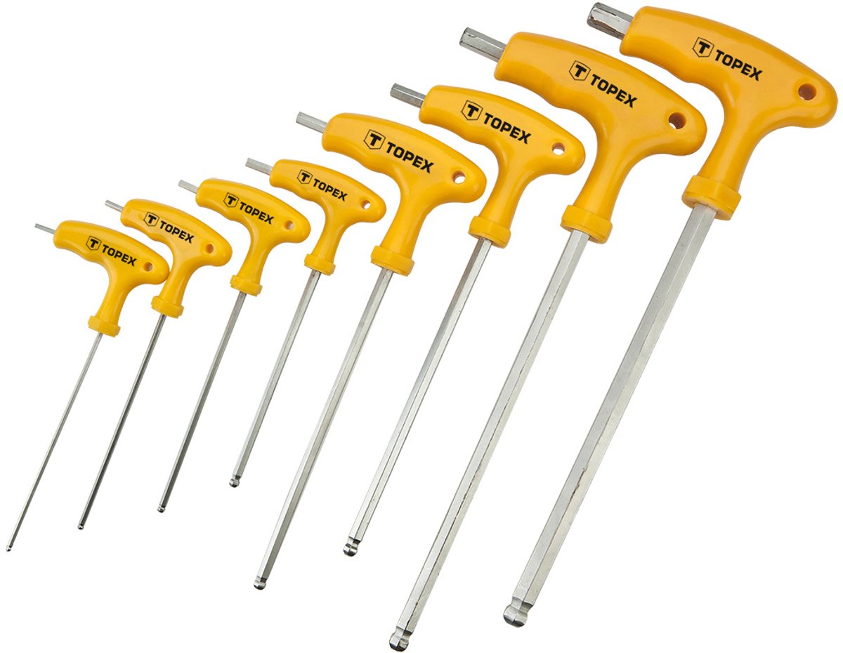 Topex - t-type inbussleutels - 2-10 mm - set van 8 stuks - ergonomische handgreep