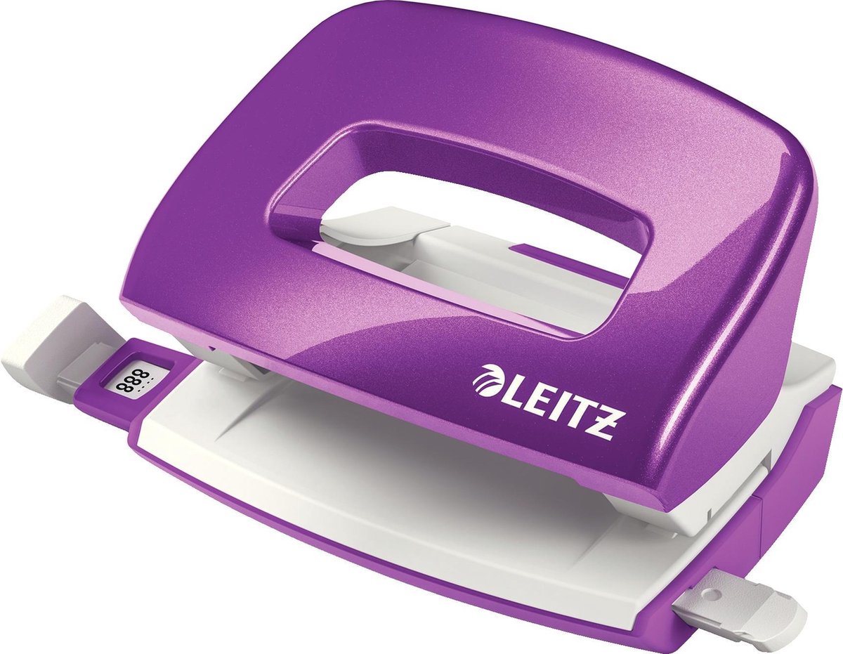 Leitz wow mini perforator - perforeert tot 10 vel - voor mappen en ringbanden - ideaal voor thuiskantoor thuiswerkplek - paars