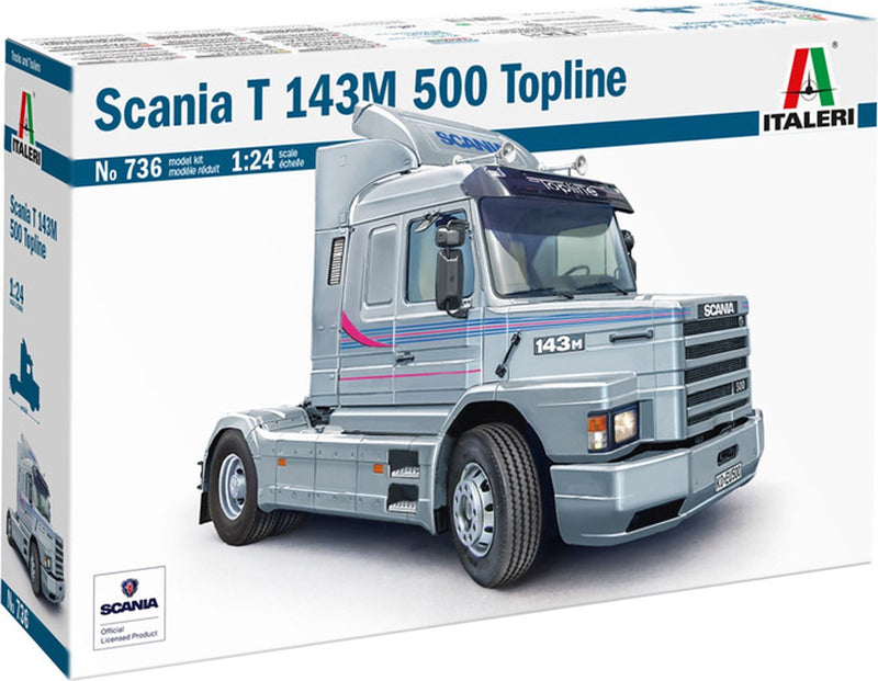 Italeri maqueta de coche - 0736 scania t143m 500 torpedo topline 4x2 - camión de plástico - 1:24 - fabricación de modelos