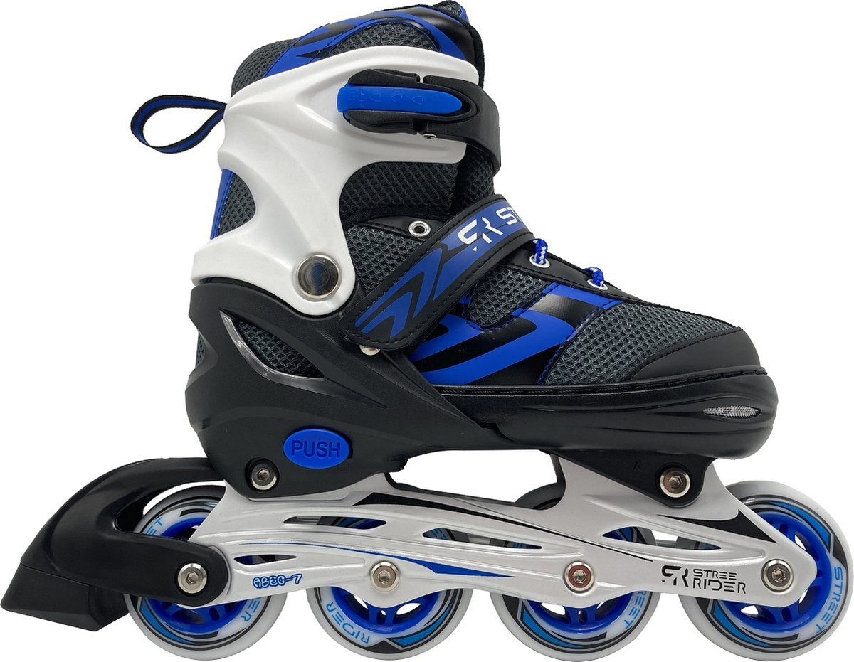 Street rider inline skates semi-softboot blauw zwart maat 29-32