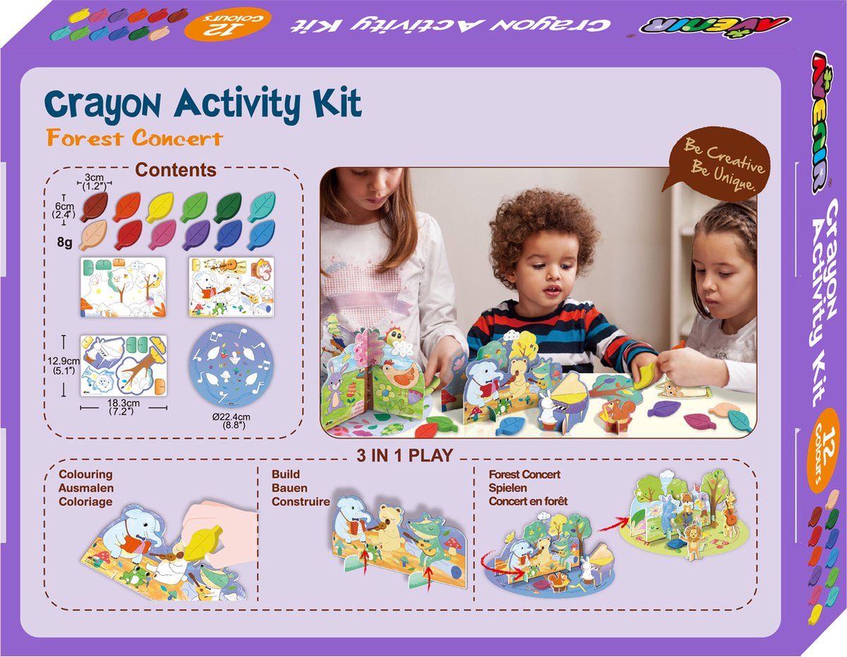 Avenir crayon activity kit - bos concert - 3 in 1 - kleuren-bouwen-spelen - 3+