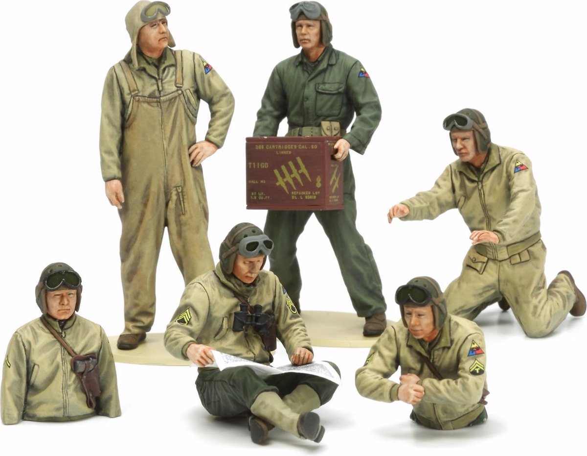 Tamiya modelbouwpakket militaire voertuigen - 35347 u.s. tank crew set - european theater - 6 figuren plastic - 1:35 - modelbouw