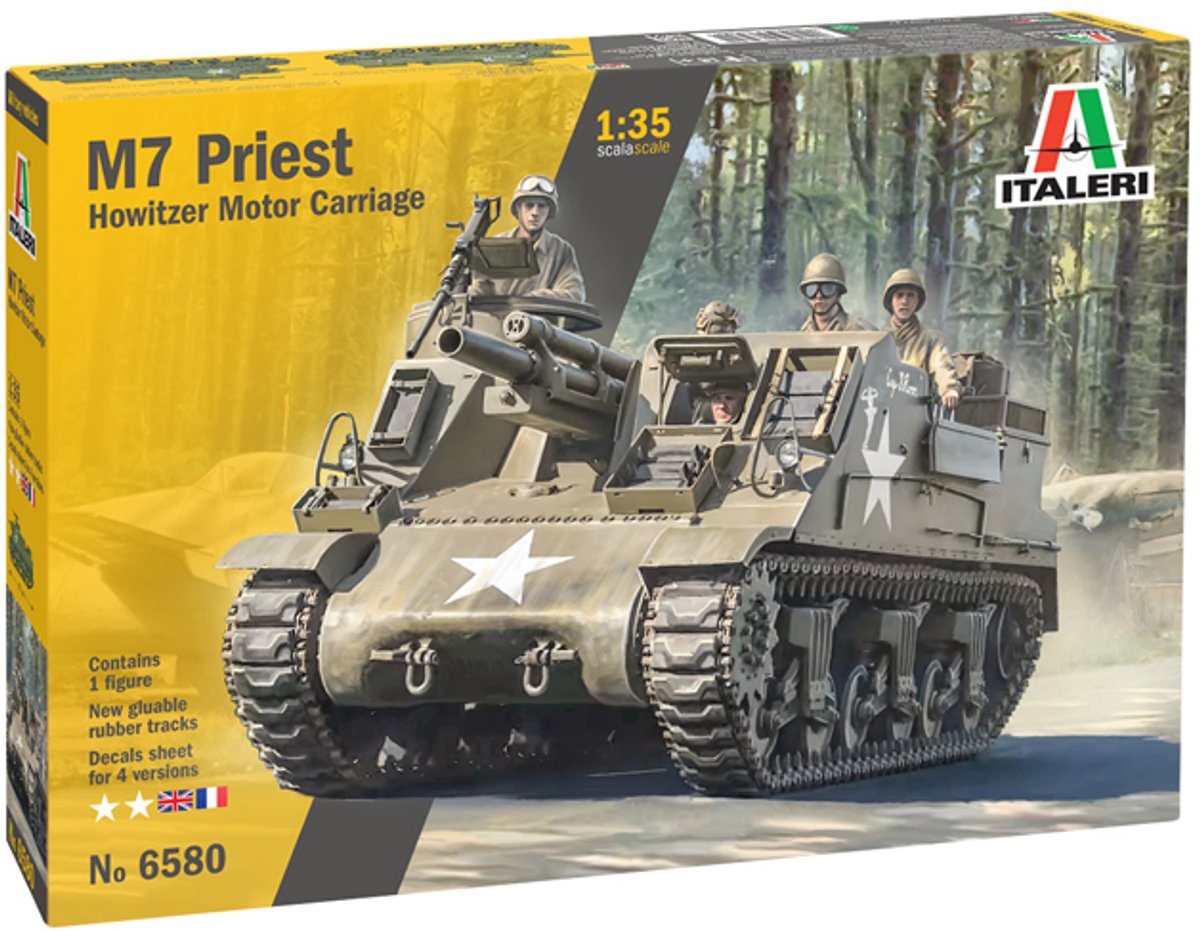 Italeri model kit veicoli militari - 6580 m7 carro armato Priest in plastica - 1:35 - modellismo