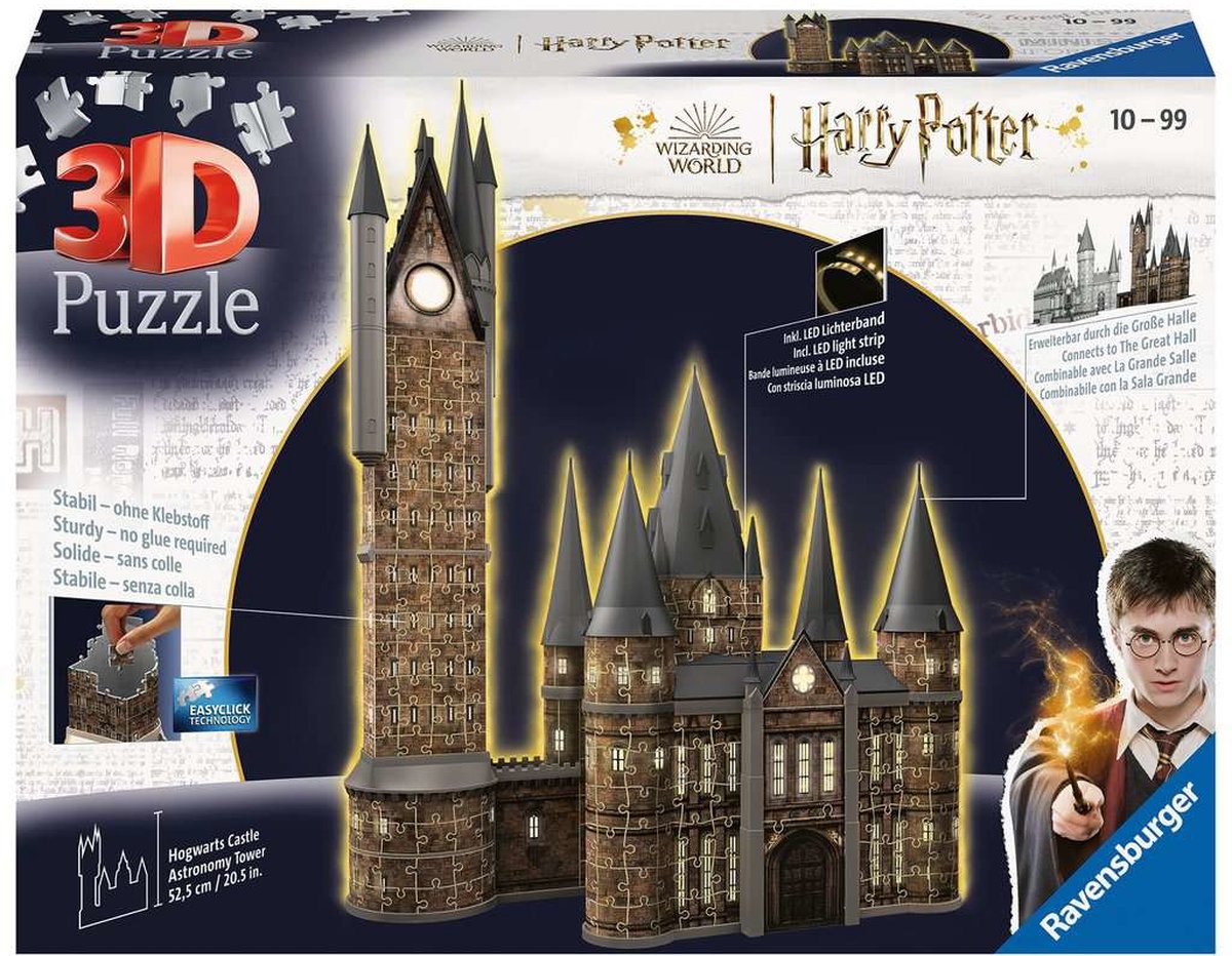 Ravensburger 3d Puzzle Hogwarts Astronomy Tower (edición nocturna), 540 °.