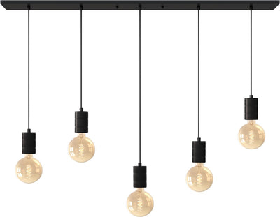 Plafoniera retrò Calex - 5x E27 - lampada a sospensione industriale - lampada a sospensione 14 x 130 cm - nera