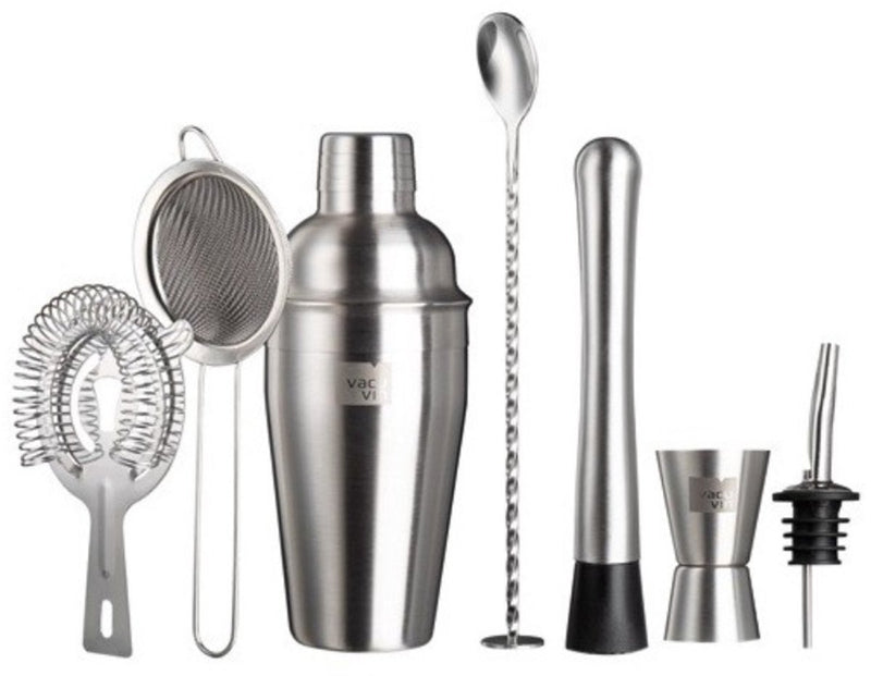 Vacuvin vacu vin cocktail set plus – 7 pezzi – acciaio inox – cocktail shaker 550 ml – set bar completo
