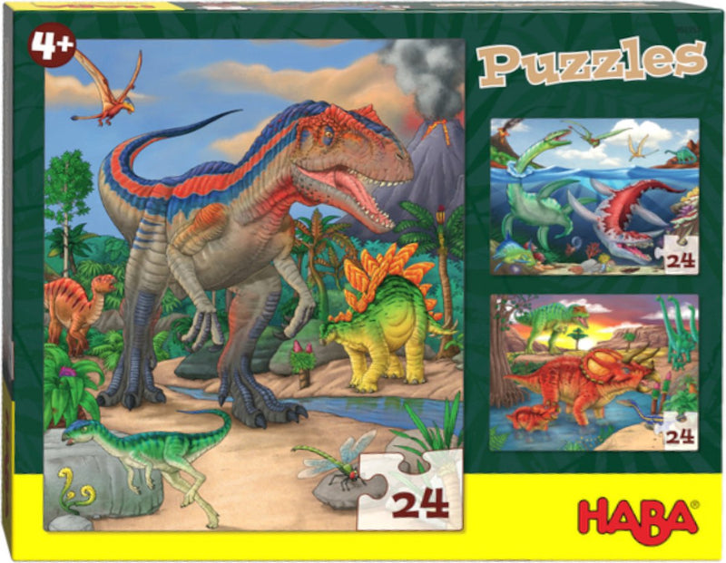 Haba rompecabezas dinosaurios 3 en 1 niños 3 x 24 piezas