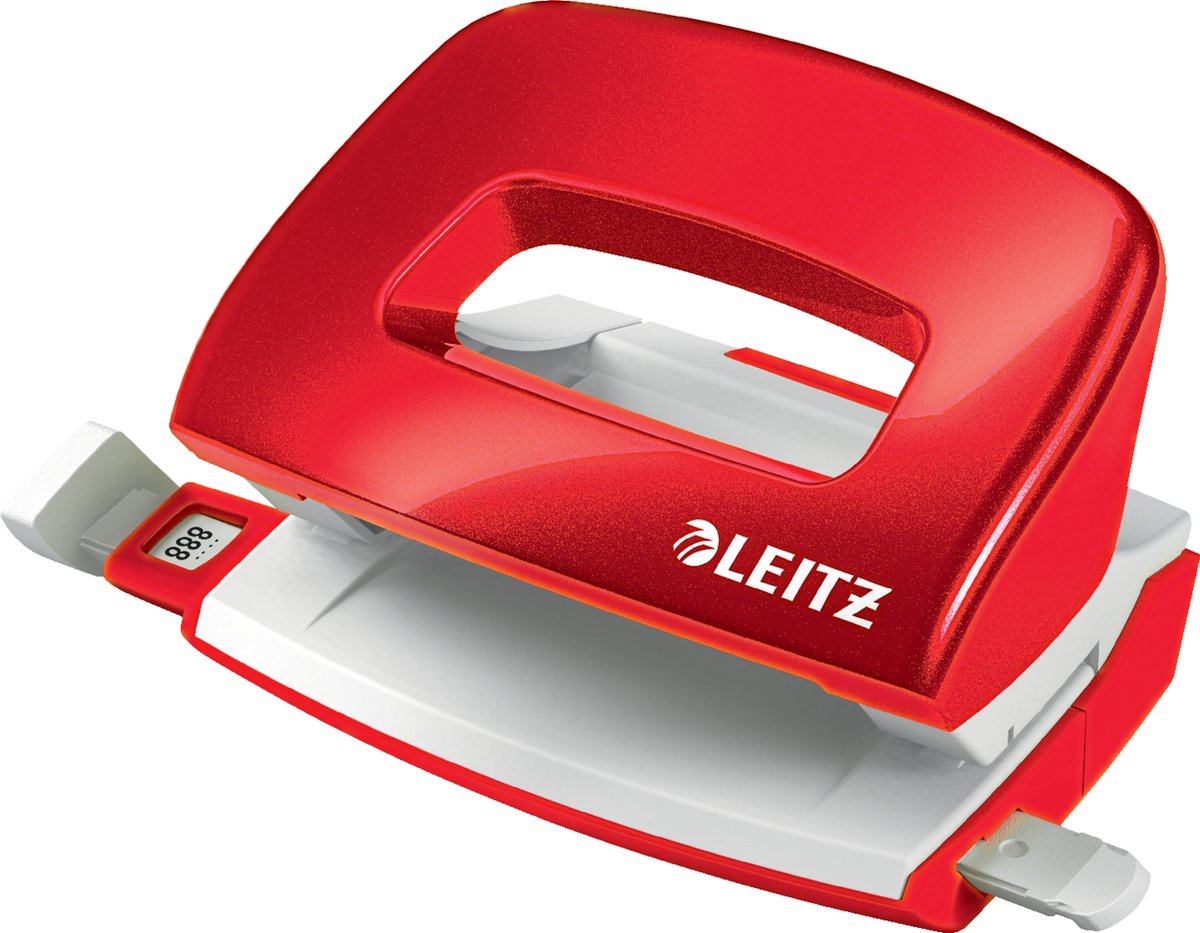 Mini perforatrice Leitz Wow - perfora fino a 10 fogli - per cartellette e raccoglitori ad anelli - ideale per l'home office, il posto di lavoro a casa - rosso