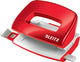Mini perforatrice Leitz Wow - perfora fino a 10 fogli - per cartellette e raccoglitori ad anelli - ideale per l'home office, il posto di lavoro a casa - rosso