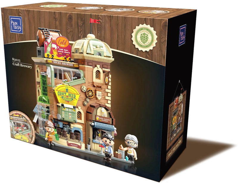Pantasy 85023 bier brouwerij bouwset met 3 minifigures | classic creator modular building | expert architecture modelbouw | technisch educatief speelgoed voor volwassenen kinderen | diy gebouwen geschikt voor lego | bouwdoos met 3266 bouwstenen