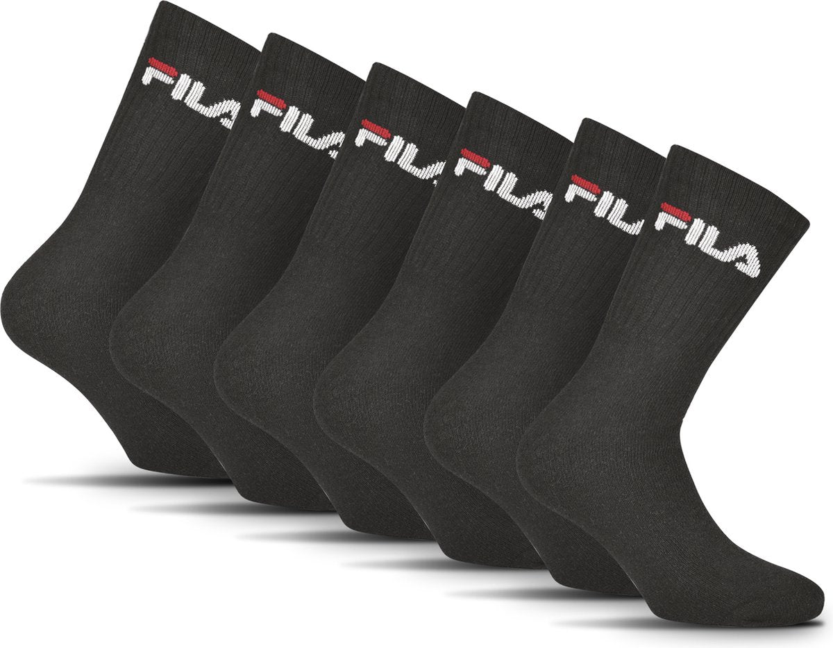 Fila tennis- sportsokken - maat 39 42 - 6 pack - zwart
