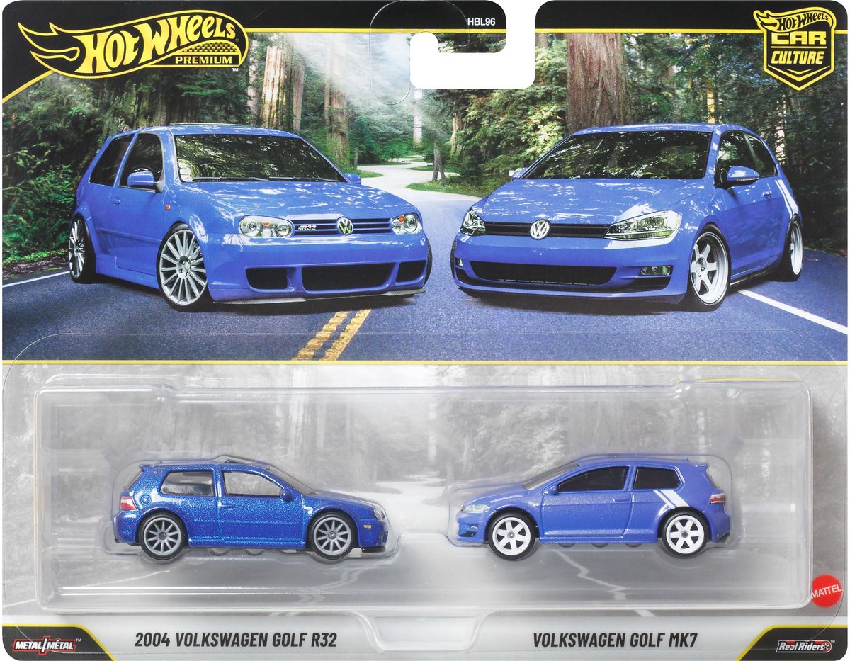 Hot Wheels Premium Car Culture Set di 2 - Volkswagen Golf R32 e Volkswagen Golf MK7 del 2004
