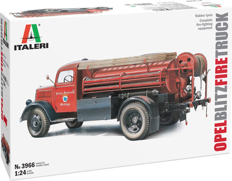 Italeri kit de construcción de maquetas de camiones - camión de bomberos opel blitz 3966 - camión de plástico - 1:24 - construcción modelo
