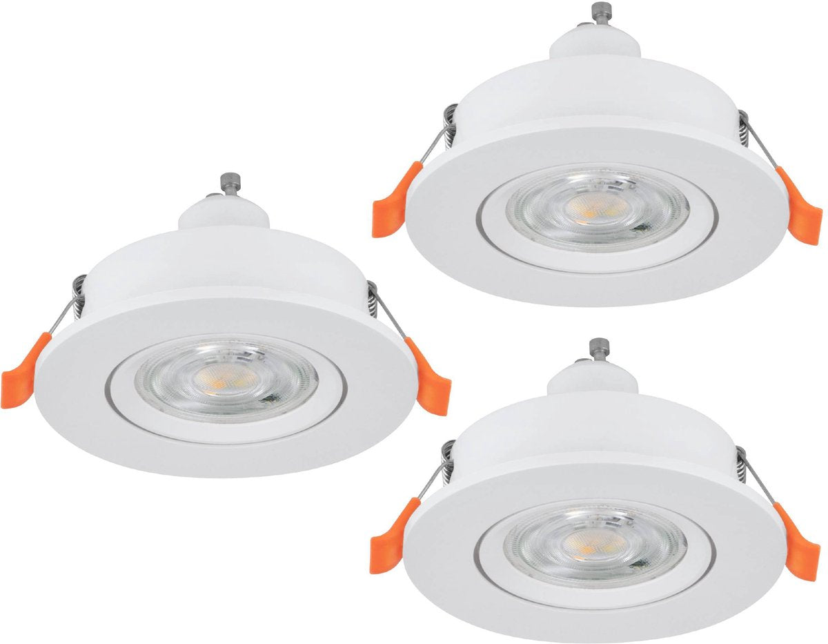 Eglo barranco inbouwspot - gu10 - ø 9 cm - wit - set van 3 stuks - kantelbaar