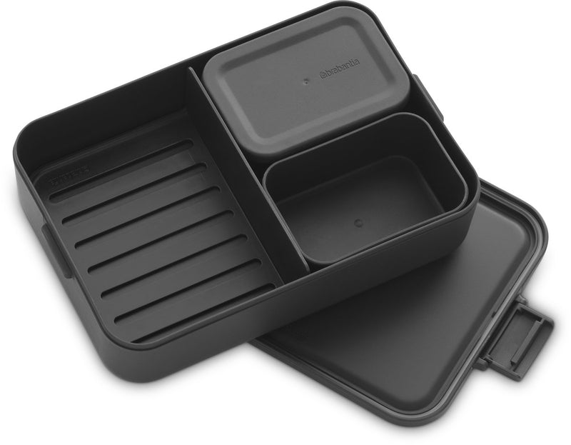 Brabantia make take bento lunchbox broodtrommel - incl bentobox - large - kunststof - dark grey