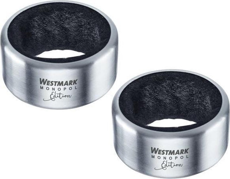 Westmark 2 anillos de goteo incl. 2 insertos de repuesto, edición monopolo, fieltro de silicona de acero inoxidable, alessio, negro plateado, 61843360