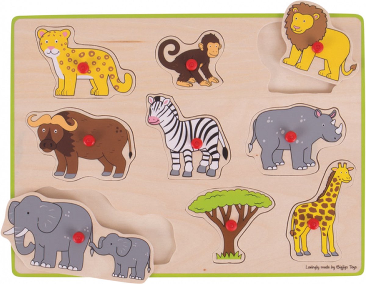 BigJigs Wooden Nick Puzzle Safari, 9dlg.