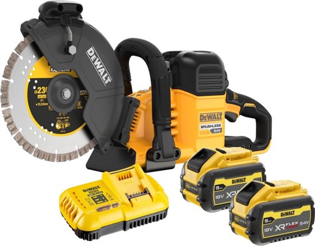 Cortadora a bateria dewalt dcs691x2 230mm 54v xr flexvolt 9.0ah