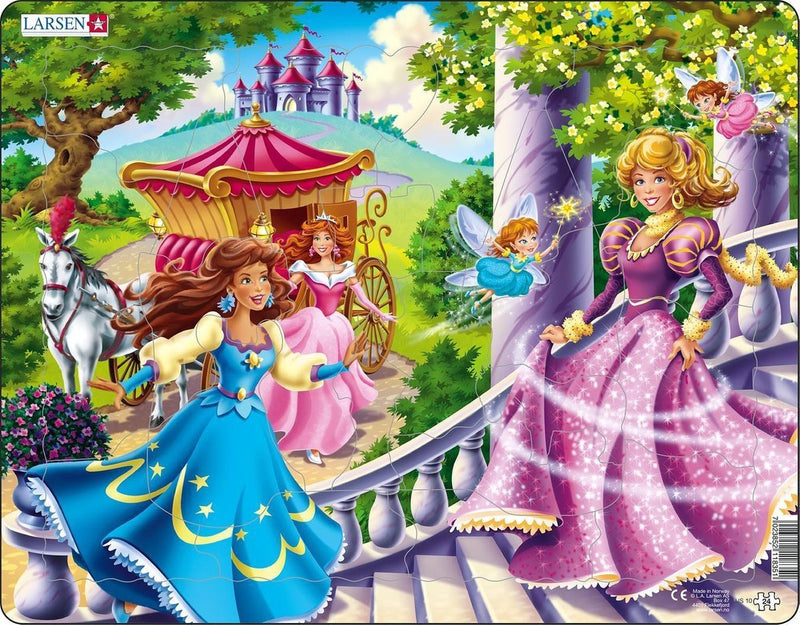 Larsen principesse – puzzle – fantasia e storia – principesse – puzzle educativo per bambini – 24 pezzi – prodotto in Norvegia – pezzi extra spessi 2,5 mm – vassoio con bordo fisso